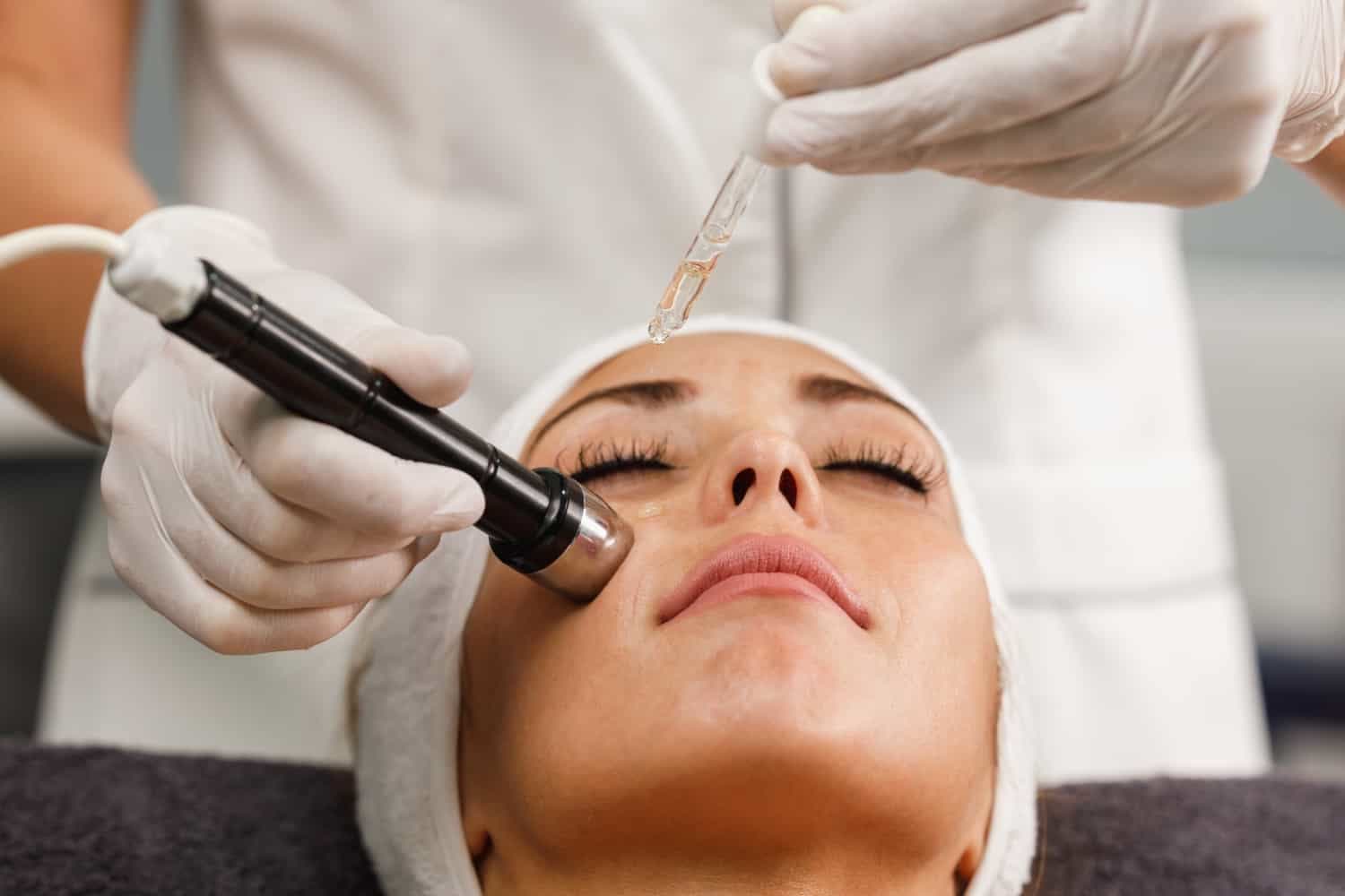 Diamond microdermabrasion facial treatment being performed in Cheltenham