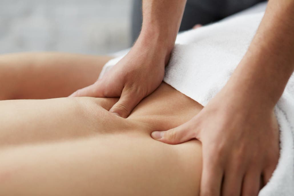 Full body Swedish massage treatment in a Cheltenham massage studio, close up